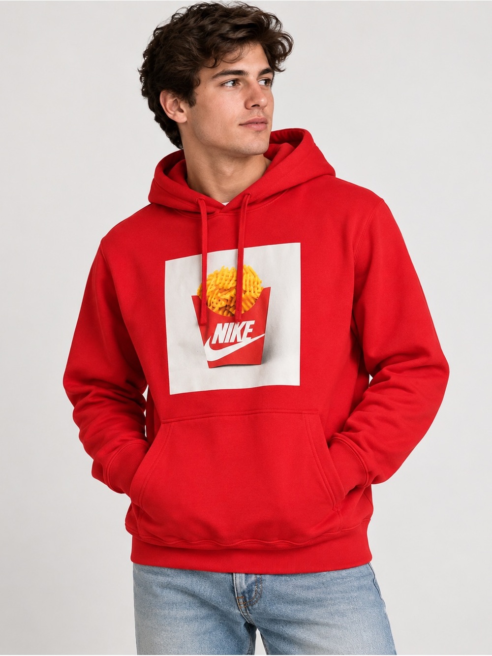 Nike Sportswear Waffle Fries Graphic Hoodie Red Men’s Small DM2274-657